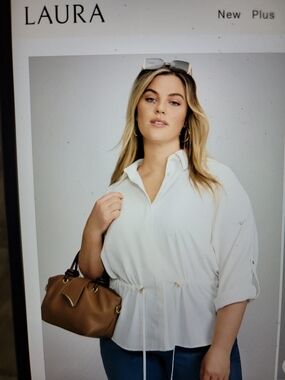Laura White Drawstring Peplum Blouse